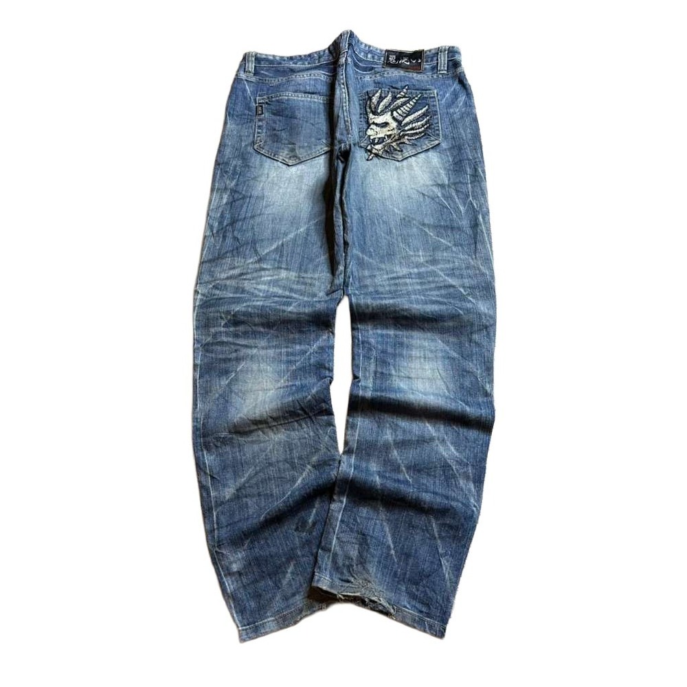 ONI‎ ARAI Vintage Japanese Embroidery Baggy Jeans Y2k Style